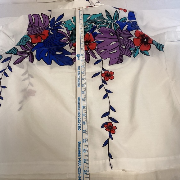 Vintage 80s Hilo Hattie Women’s Hawaiian Shirt White WithTropical Floral Design - Picture 10 of 11